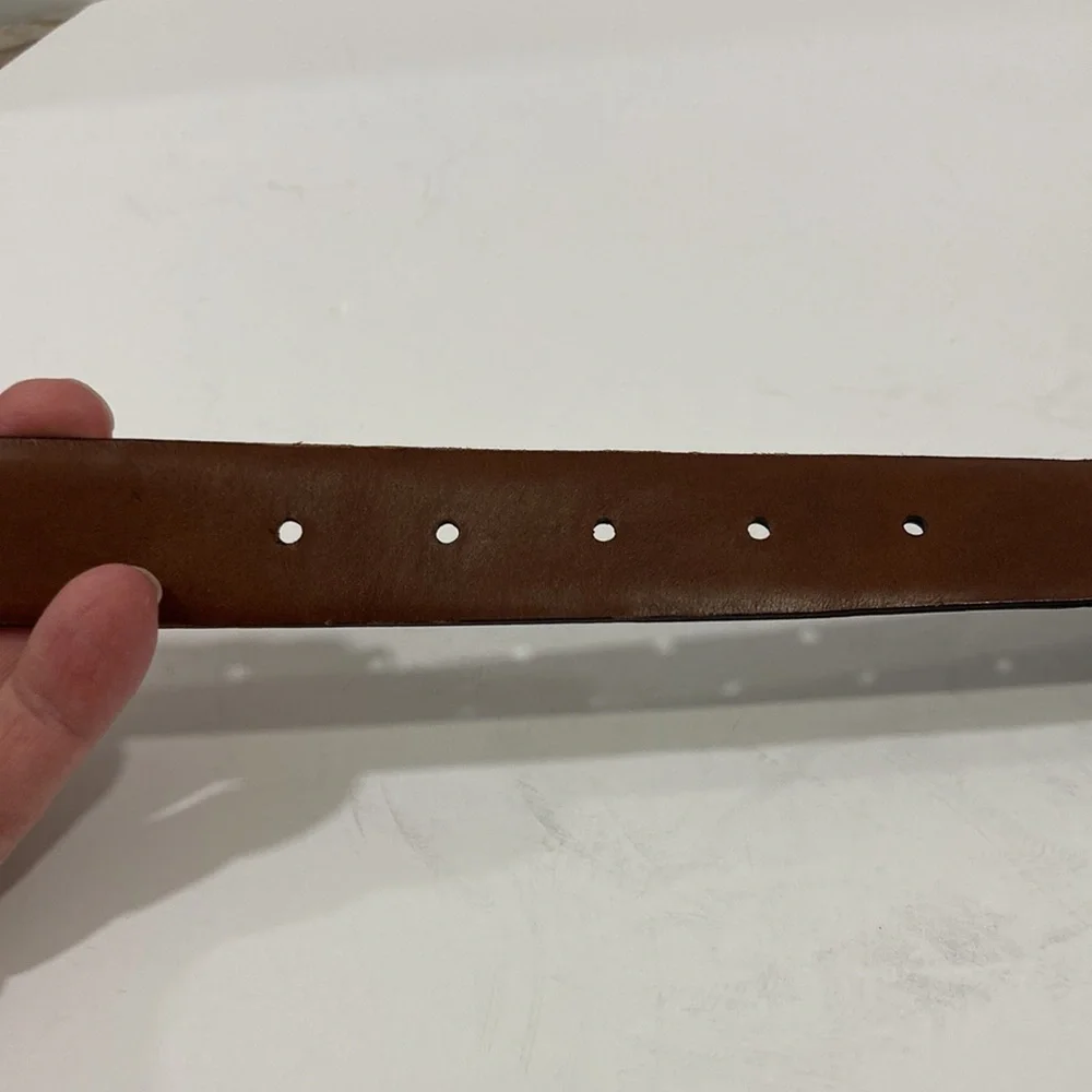 - Cole Haan Dark Brown Croc Embossed Leather Belt Size 38